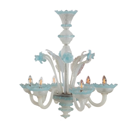 Murano Chandelier Blue Florals