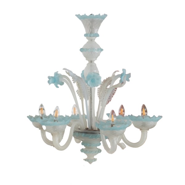 Murano Chandelier Blue Florals Murano Chandelier Blue Florals