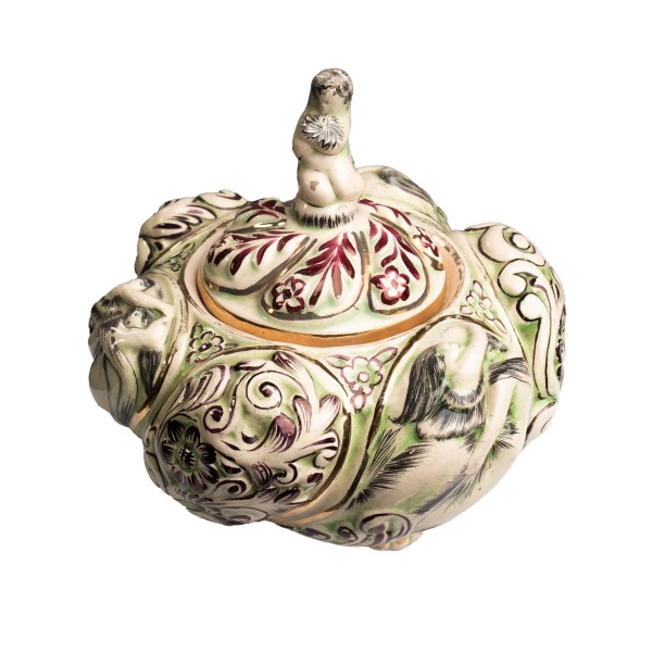 Capodimonte Lidded Pot with Figural Finial Capodimonte Lidded Pot with Figural Finial