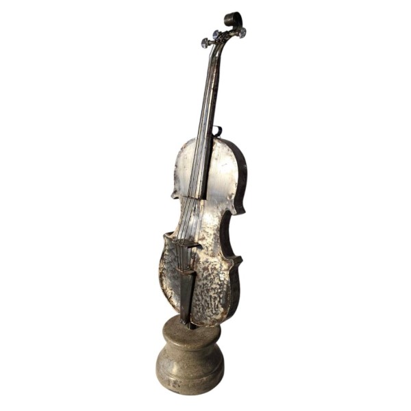 Vintage Metal Violin Sculpture