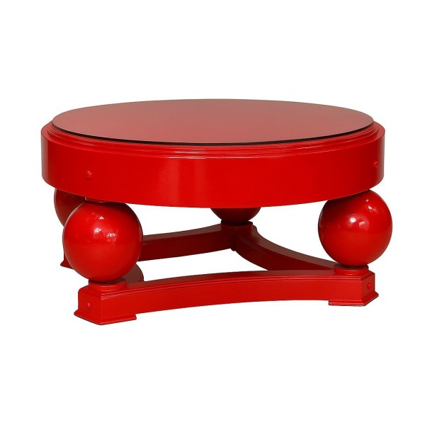 Vintage Red Lacquer Round Coffee Table