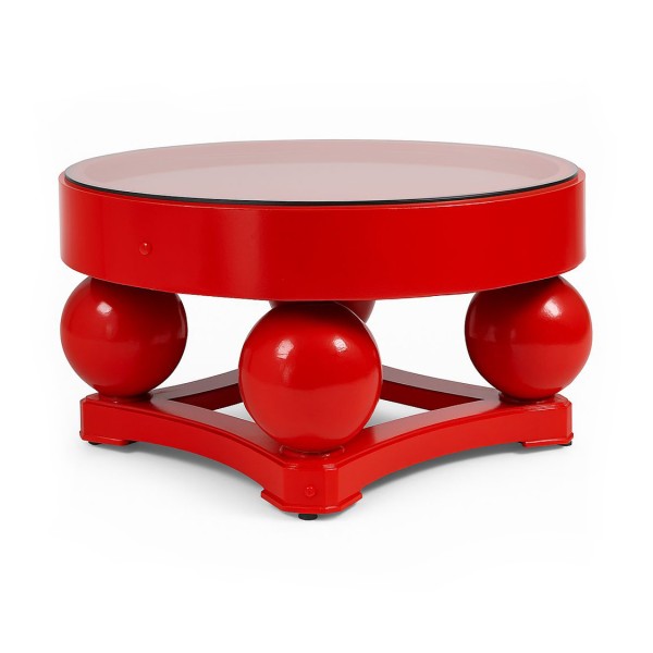 Vintage Red Lacquer Round Coffee Table