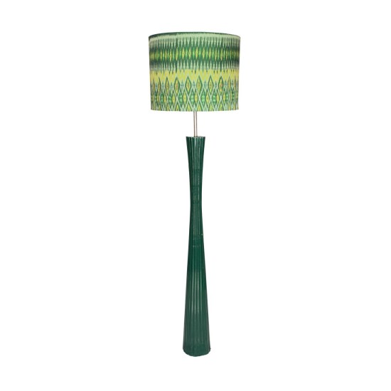 Fluted Emerald Mid-Century Floor Lamp