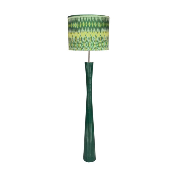 Fluted Emerald Mid-Century Floor Lamp