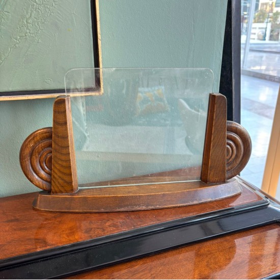 Art Deco Carved Wooden & Glass Frame