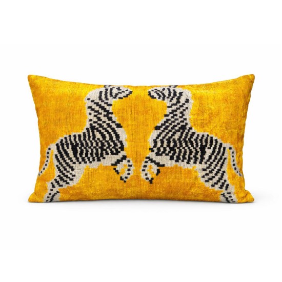 Zebra Motif Velvet Cushion – Mustard Yellow Zebra Motif Velvet Cushion – Mustard Yellow