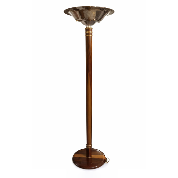Vintage Art Deco Floor Lamp with Wooden Base Vintage Art Deco Floor Lamp with Wooden Base