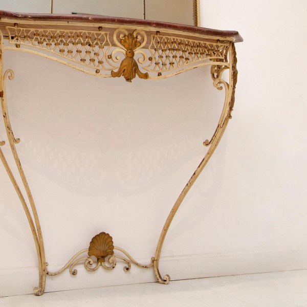 Marble top Ferforge Console