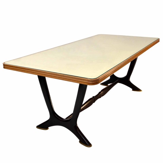 Mid Century Dining table with Leather top