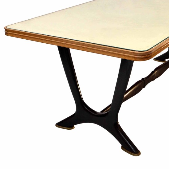 Mid Century Dining table with Leather top