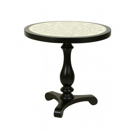 Vintage Round Pedestal Table with Inlaid Top