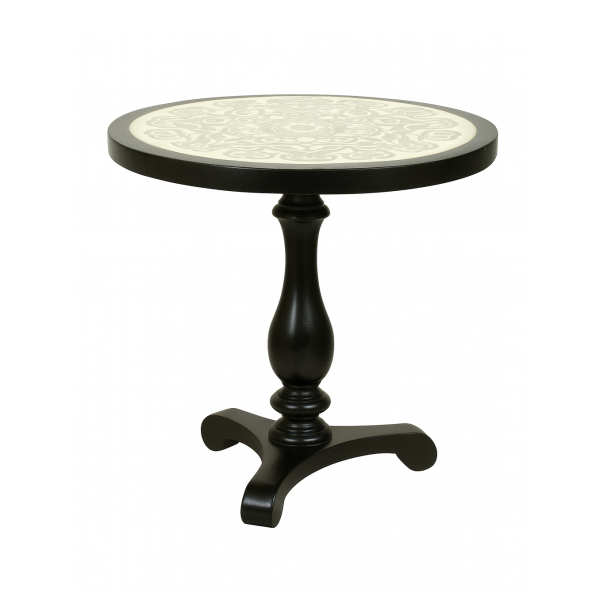 Vintage Round Pedestal Table with Inlaid Top