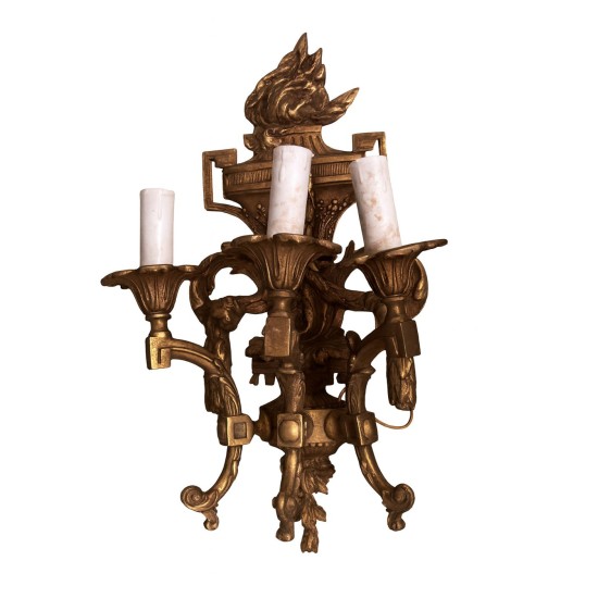 Bronze Louis XVI Style Three-Light Wall Sconce