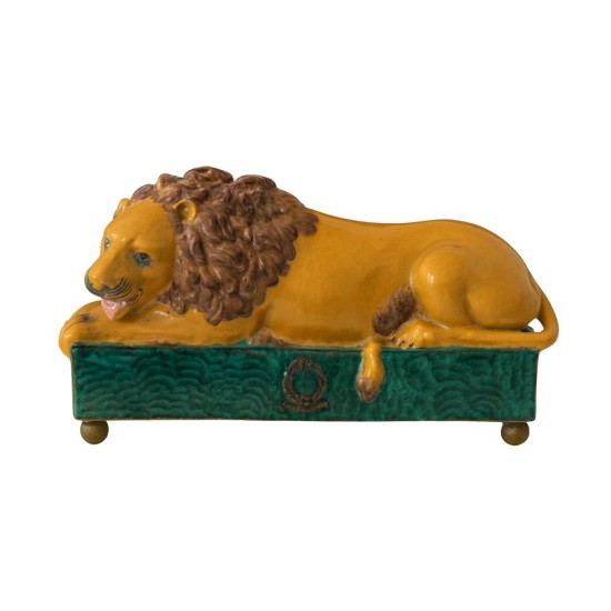 Vintage Earthenware Lion Figurine